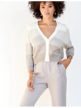 New Callahan Cardigan Knit Ombré Color Block Buttons Size Small